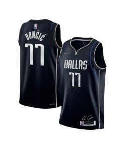 Youth Dallas Mavericks #77 Luka Doncic Navy 75th Anniversary Stitched Basketball Jersey