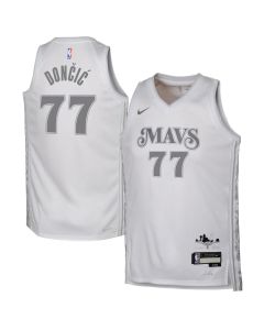 Youth Dallas Mavericks #77 Luka Doncic White 2024/25 Swingman City Edition Player Jersey (White)