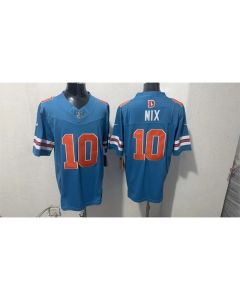 Youth Denver Broncos #10 Bo Nix Blue With Patch Throwback Vapor F.U.S.E. Limited Jersey