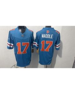 Youth Denver Broncos #17 Jaylen Waddle Blue With Patch Throwback Vapor F.U.S.E. Limited Jersey