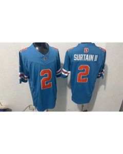 Youth Denver Broncos #2 Pat Surtain II Blue With Patch Throwback Vapor F.U.S.E. Limited Jersey
