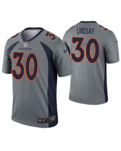 Youth Denver Broncos #30 Phillip Lindsay Gray Inverted Legend Stitched NFL Jersey