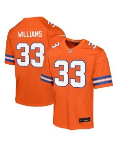 Youth Denver Broncos Javonte Williams Orange Mile High Collection 1977 Throwback Game Jersey