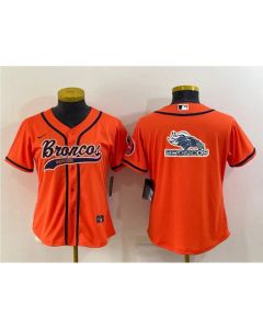 Youth Denver Broncos Orange Team Big Logo With Patch Cool Base Stitched Baseball Jersey