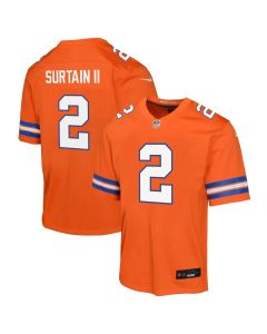 Youth Denver Broncos Patrick Surtain II Orange Mile High Collection 1977 Throwback Game Jersey