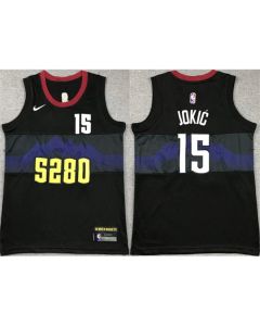 Youth Denver Nuggets #15 Nikola Jokic Black City Edition Stitched Basketball Jersey