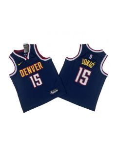 Youth Denver Nuggets #15 Nikola Jokic Navy Stitched Basketball Jersey