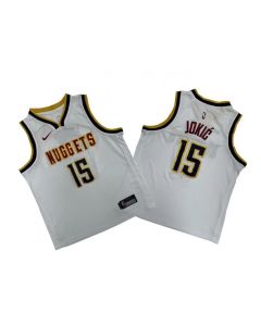 Youth Denver Nuggets #15 Nikola Jokic White Stitched Basketball Jersey