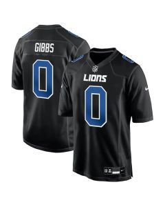Youth Detroit Lions #0 Jahmyr Gibbs Carbon Black Fashion Game Jersey (Black)