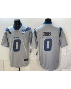 Youth Detroit Lions #0 Jahmyr Gibbs Grey With Patch 2026 Rivalries Collection Vapor F.U.S.E. Limited Jersey (Style 3)
