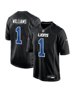 Youth Detroit Lions #1 Jameson Williams Carbon Black Fashion Game Jersey (Black)