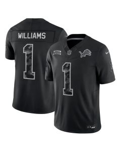 Youth Detroit Lions #1 Jameson Williams Nike Black 2026 Salute to Service Vapor F.U.S.E. Limited Jersey