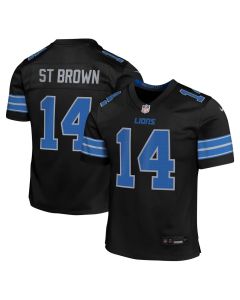 Youth Detroit Lions #14 Amon-Ra St. Brown Black Alternate Player Game Jersey