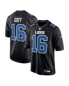 Youth Detroit Lions #16 Jared Goff Carbon Black Fashion Game Jersey (Black)