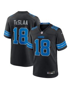 Youth Detroit Lions #18 Isaac TeSlaa Black Game Player Jersey