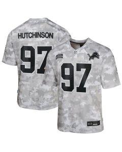 Youth Detroit Lions #97 Aidan Hutchinson Arctic Camo 2024 Salute to Service Game Jersey (Camo)