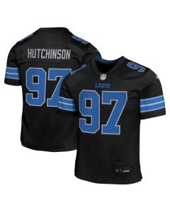 Youth Detroit Lions #97 Aidan Hutchinson Black Alternate Player Game Jersey
