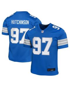 Youth Detroit Lions #97 Aidan Hutchinson Blue Team Player Game Jersey