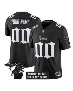 Youth Detroit Lions Black 2025 F.U.S.E. "Gothic Motor Grit Edition" Vapor Limited Stitched Football Custom Jersey (Black)