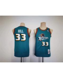 Youth Detroit Pistons #33 Grant Hill Teal Throwback Stitched Basketball Jersey