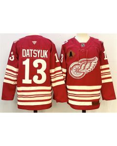 Youth Detroit Red Wings #13 Pavel Datsyuk Red 2025-26 With A Patch Centennial Premium Stitched Hockey Jersey