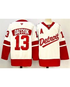 Youth Detroit Red Wings #13 Pavel Datsyuk White/Red 2024-25 With A Patch Stitched Jersey