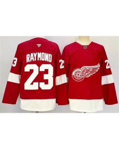 Youth Detroit Red Wings #23 Lucas Raymond Red 2024-25 Home Stitched Jersey