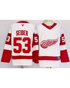 Youth Detroit Red Wings #53 Moritz Seider White 2024-25 Stitched Jersey