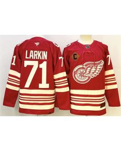 Youth Detroit Red Wings #71 Dylan Larkin Red 2025-26 With C Patch Centennial Premium Stitched Hockey Jersey