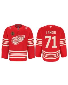 Youth Detroit Red Wings #71 Dylan Larkin Red 2025 Centennial Premium With 100 and P Patch And C Patch Stitched Hockey Jersey