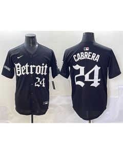 Youth Detroit Tigers #24 Miguel Cabrera Black "Motor Gothic Edition" Vapor Premier Limited Stitched Baseball Jersey
