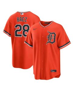 Youth Detroit Tigers #28 Javier Baez Orange Cool Base Stitched Jersey