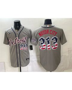 Youth Detroit Tigers #313 Motor City Grey 2026 USA 250 Fourth of July Jersey (Grey)