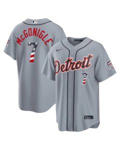 Youth Detroit Tigers #7 Kevin McGonigle Nike Gray USA 250 Fourth of July Road Stadium Jersey (Gray)