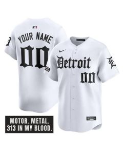 Youth Detroit Tigers White "Motor Gothic Edition" Vapor Premier Limited Stitched Baseball Custom Jersey (White)