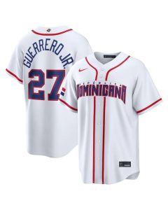 Youth Dominican Republic Baseball #27 Vladimir Guerrero Jr. White 2026 World Baseball Classic Home Stadium Jersey (White)