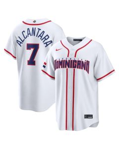 Youth Dominican Republic Baseball #7 Sandy Alcantara White 2026 World Baseball Classic Home Stadium Jersey (White)