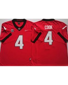 Youth Georgia Bulldogs #4 COOK Red College Football Stitched Jersey