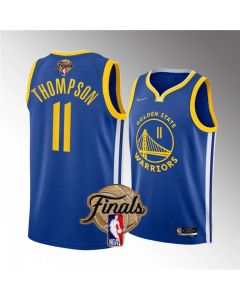 Youth Golden State Warriors #11 Klay Thompson 2022 Blue NBA Finals Stitched Jersey