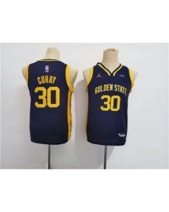 Youth Golden State Warriors #30 Stephen Curry Navy Statement Edition Stitched Jersey