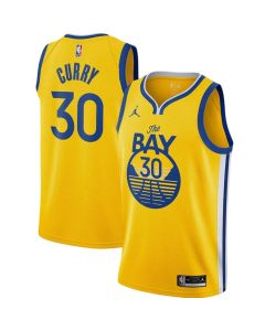 Youth Golden State Warriors #30 Stephen Curry Yellow Statement Edition Stitched Basketball Jersey