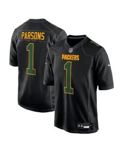 Youth Green Bay Packers #1 Micah Parsons Carbon Black Fashion Game Jersey (Green Black)