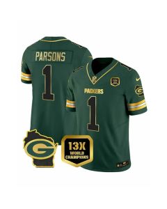 Youth Green Bay Packers #1 Micah Parsons Green 2025 Champions Patch and G Patch Vapor F.U.S.E. Untouchable Limited Jersey (Green)