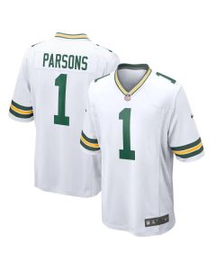 Youth Green Bay Packers #1 Micah Parsons White Game Player Jersey (Green White)