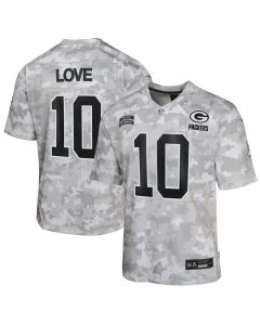 Youth Green Bay Packers #10 Jordan Love Arctic Camo 2024 Salute to Service Game Jersey (Green Camo)