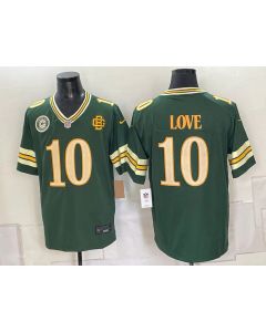 Youth Green Bay Packers #10 Jordan Love Green With Patch 2026 Rivalries Collection Game Jersey (Style 2)