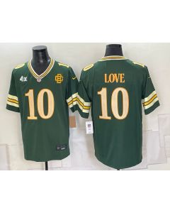 Youth Green Bay Packers #10 Jordan Love Green With Patch 2026 Rivalries Collection Game Jersey (Style 3)