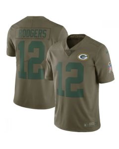 Youth Green Bay Packers #12 Aaron Rodgers Olive Salute To Service Limited Stitched NFL Jersey
