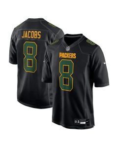 Youth Green Bay Packers #8 Josh Jacobs Carbon Black Fashion Game Jersey