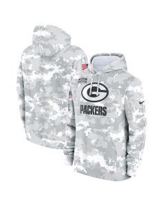 Youth Green Bay Packers White/Gray 2024 Salute To Service Pullover Hoodie (Green White)